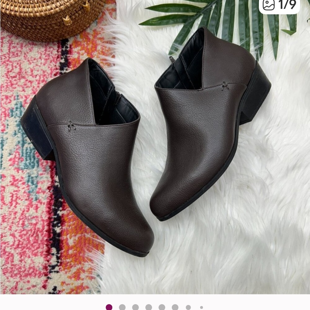 Aerosoles Neutral Dark Brown Leather Ankle Boots Booties 9